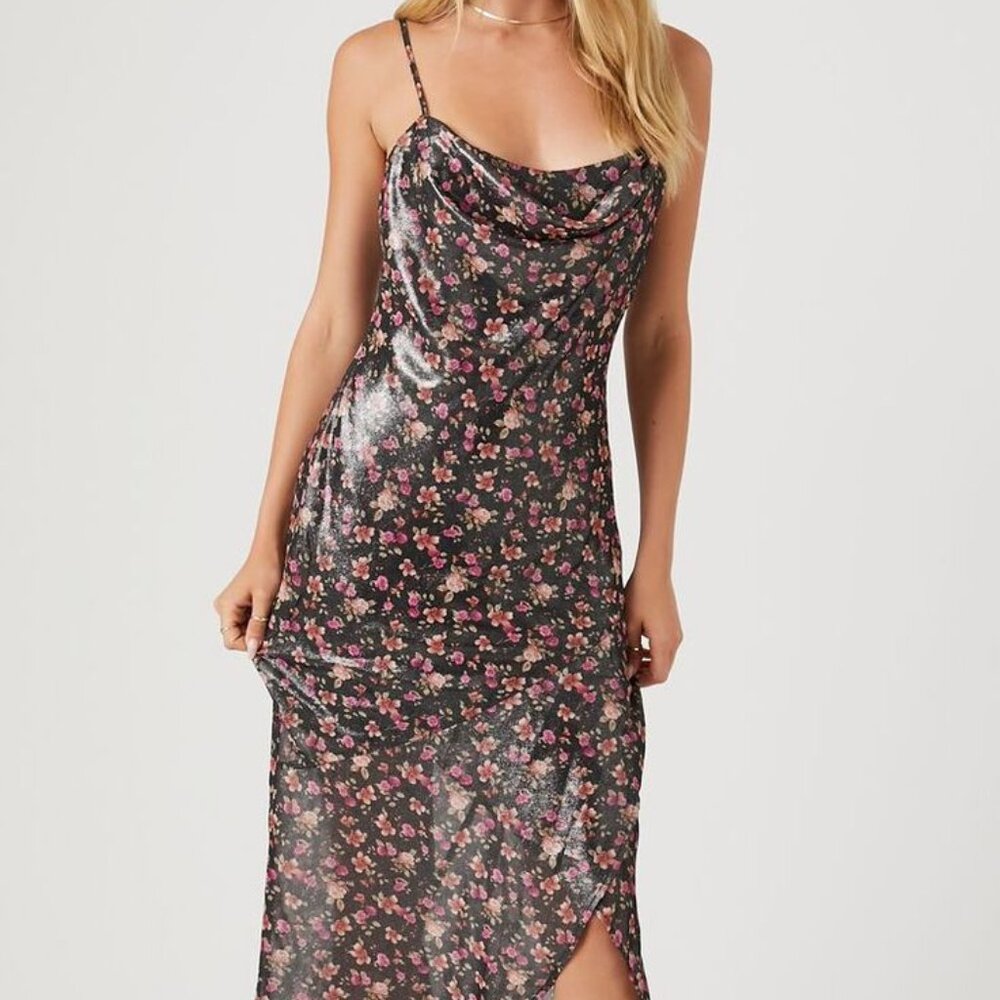 NWT! Floral Print Cowl Midi Dress - Large